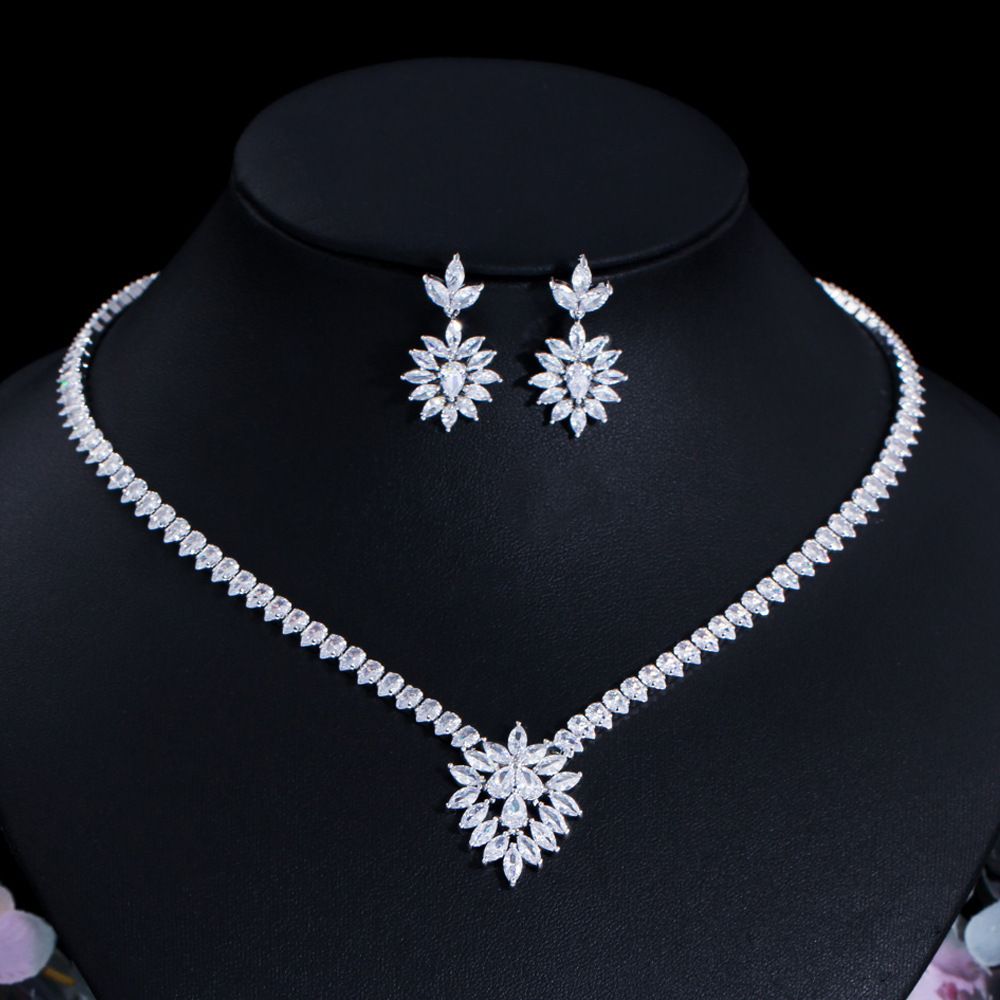 2023 new leaf design wedding jewelry sets for women cubic zirconia bridal jewelry set fine jewelry sets