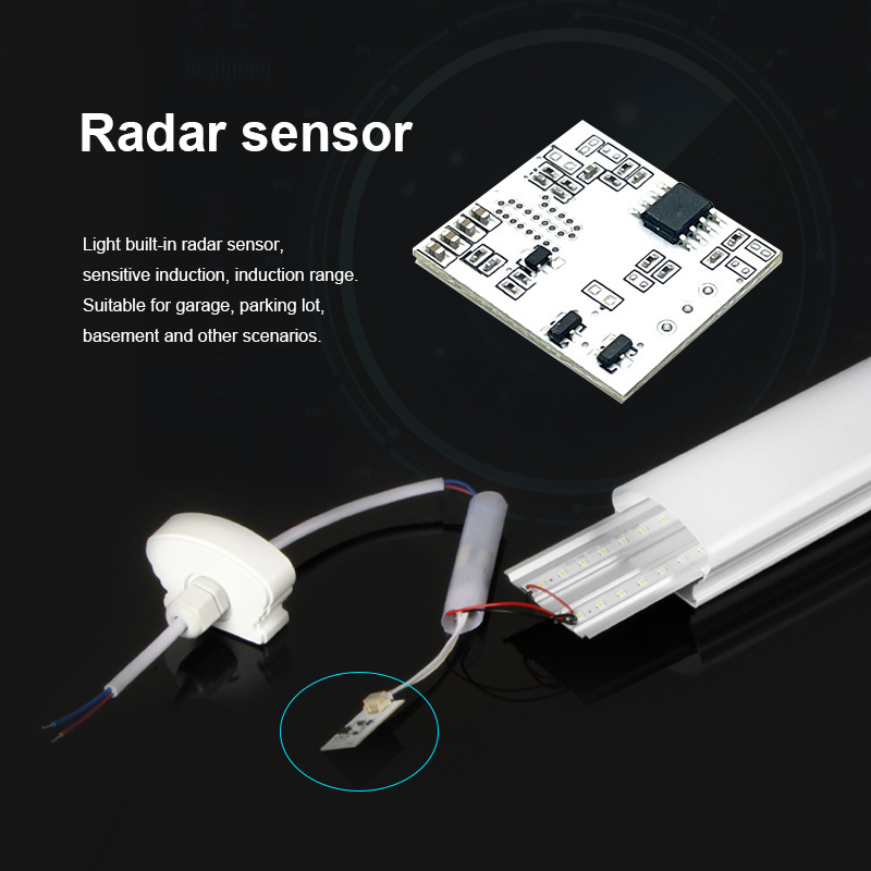 shopping centre car park radar motion sensor led batten lightwaterproof led triproof light ip65