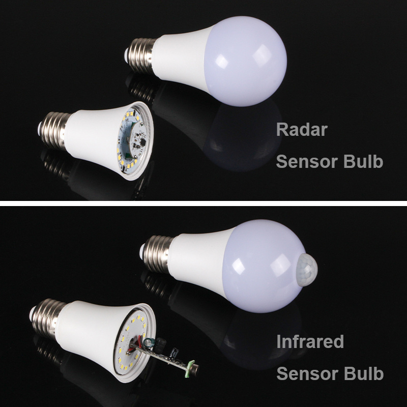 Intelligent Light Sensor Control LED Bulb Microwave Radar Motion Sensor Infrared temperature Sensor E27 Smart LED Bulb