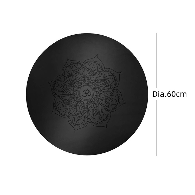 2024 Extra Large 5mm Thick Black Eco Friendly Circular Non Slip Solid Pilates Round Pu Yoga Mat