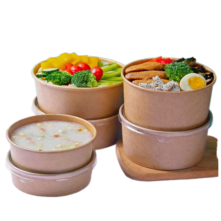 Noodle Packing Cup Paper Fast Food Hot Soup Bowl with Plastic lid New Design Large Disposable paper bowl