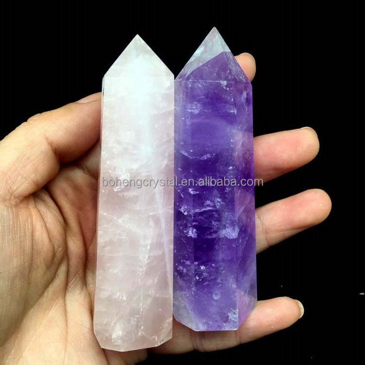 Natural clear quartz rose quartz amethyst smokey quartz crystals healing points wands pillars with hole for crystal cup