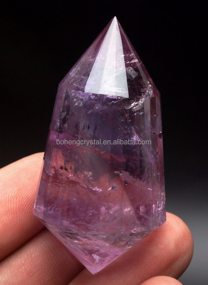 24 Side Natural Vogel Style Amethyst Quartz Crystal Double Terminated Wand Superb