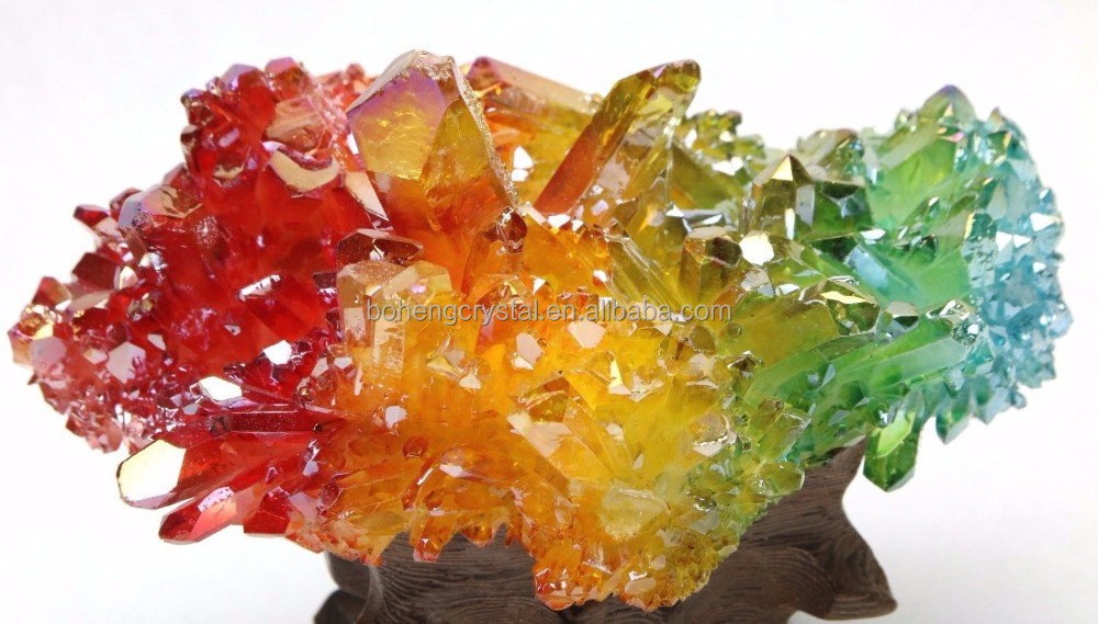 Wholesale Natural Angel Aura Quartz Crystals New Arrived Mixed Color Aura Crystal Cluster