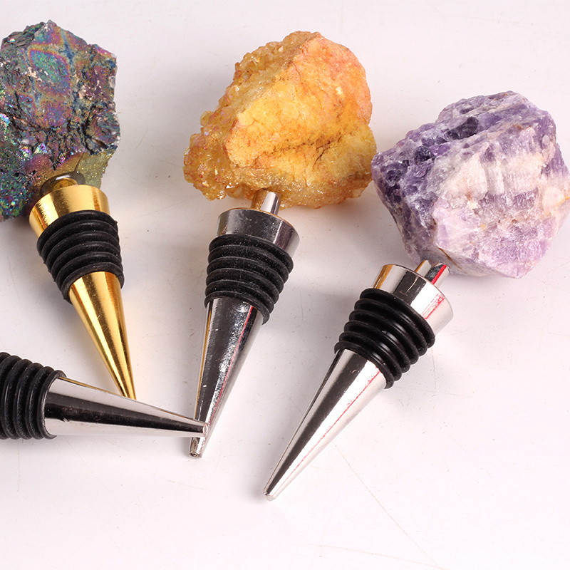 Natural raw crystal stone healing crystal wine stopper rose amethyst vacuum wine stopper for gift