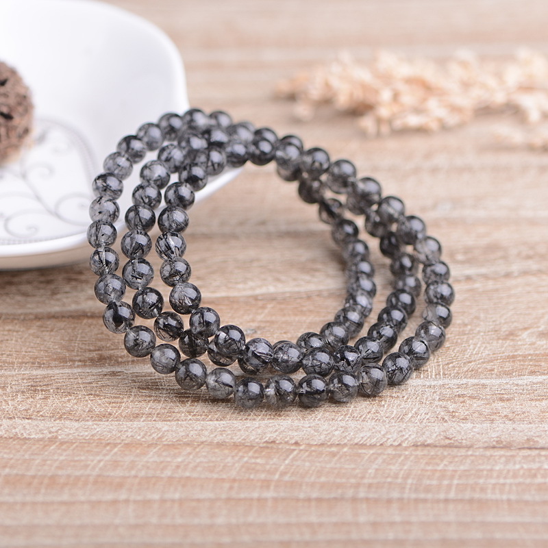 Natural Energy Spar Hair Crystal Bracelet Hair Strand Dense Crystal Transparent Black Crystal Bracelet