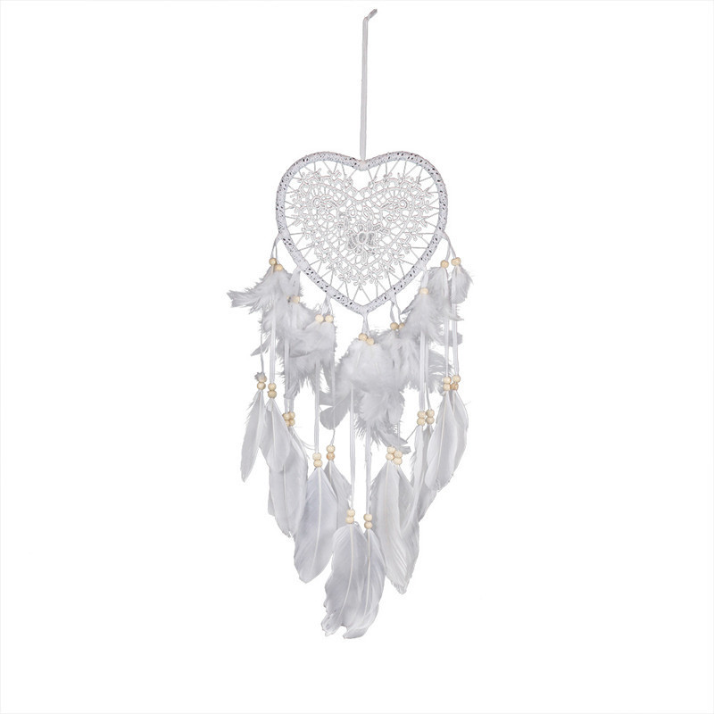 Wholesale Dream Catcher Feather DecorationHandmade Traditional Wind Chimes Hanging large heart shaped moon star Dreamcatcher