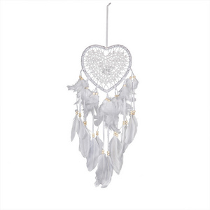 Wholesale Dream Catcher Feather DecorationHandmade Traditional Wind Chimes Hanging large heart shaped moon star Dreamcatcher