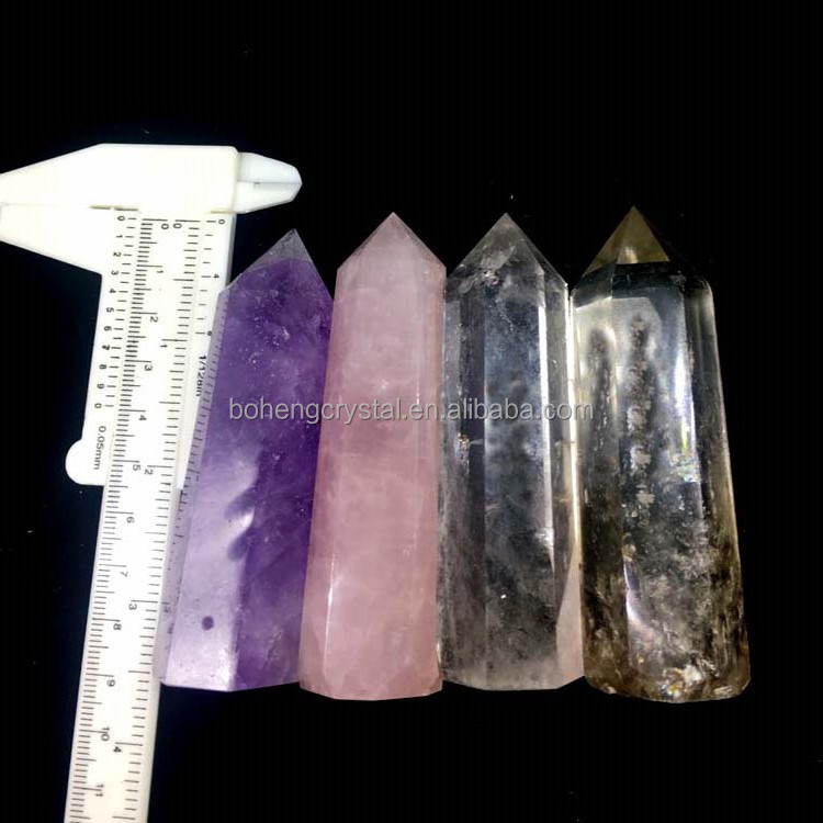 Natural clear quartz rose quartz amethyst smokey quartz crystals healing points wands pillars with hole for crystal cup