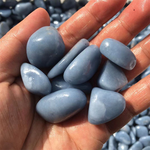 Factory price factory bulk wholesale natural jade tumbled stones blue aventurine jade angelite tumble stone angel stone