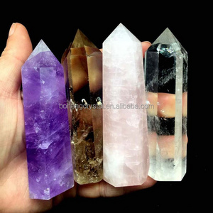 Natural clear quartz rose quartz amethyst smokey quartz crystals healing points wands pillars with hole for crystal cup