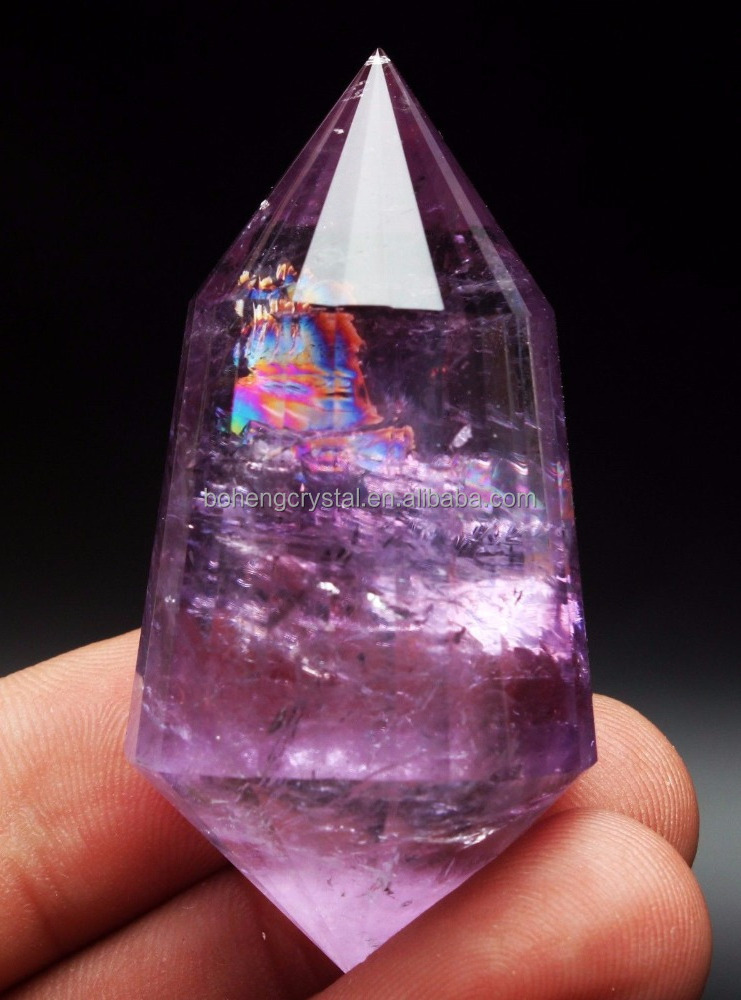 24 Side Natural Vogel Style Amethyst Quartz Crystal Double Terminated Wand Superb