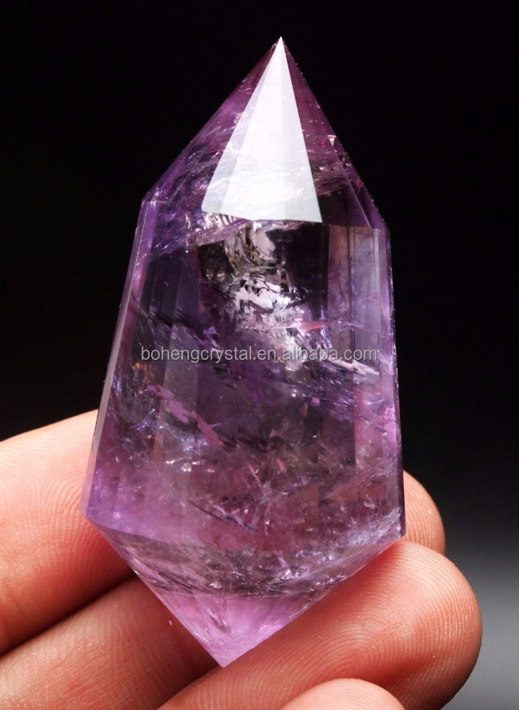 24 Side Natural Vogel Style Amethyst Quartz Crystal Double Terminated Wand Superb