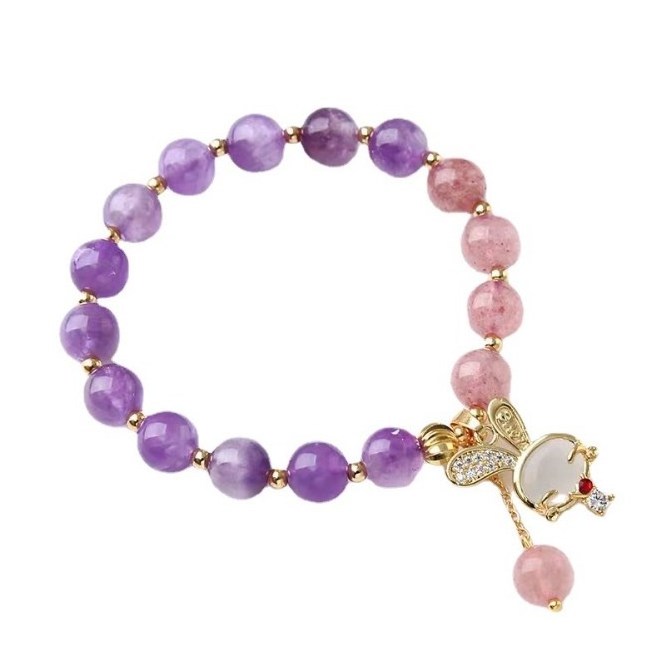 Natural Stone Bracelets Amethyst Citrine Rose Quartz Crystal Charms Healing Stones Crystal Bracelet for Women Girls