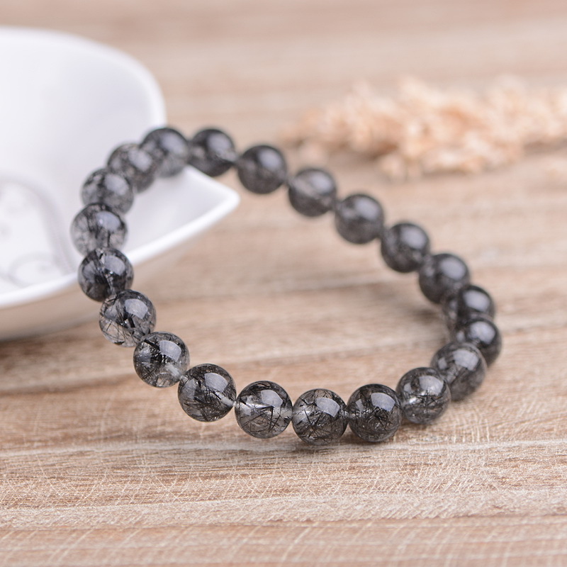 Natural Energy Spar Hair Crystal Bracelet Hair Strand Dense Crystal Transparent Black Crystal Bracelet