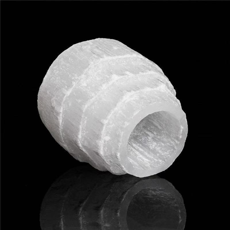 Factory Price Hand Made Natural White Selenite Crystal Quartz Candle Holder For Home Decoration