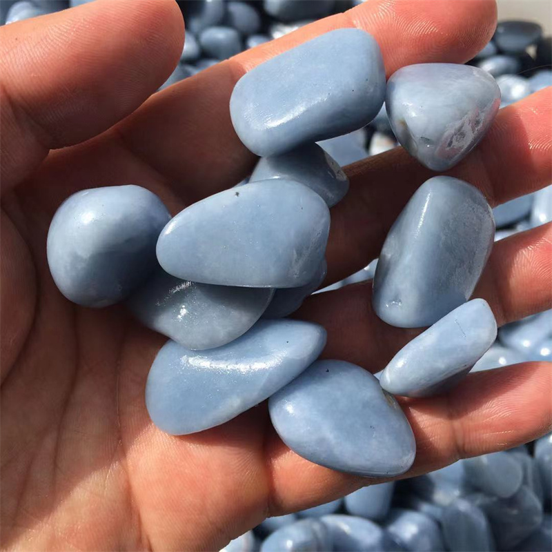 Factory price factory bulk wholesale natural jade tumbled stones blue aventurine jade angelite tumble stone angel stone