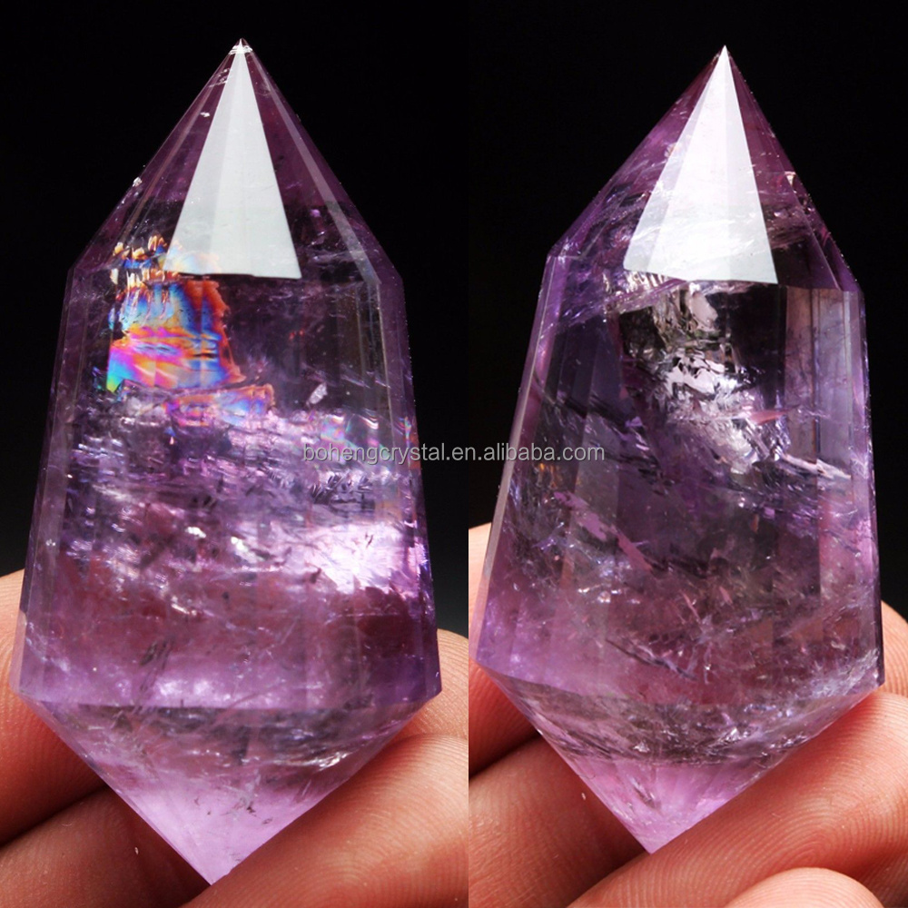 24 Side Natural Vogel Style Amethyst Quartz Crystal Double Terminated Wand Superb