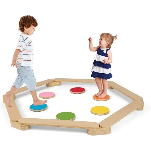 Wooden Toddler  Balance Boards Kids Christmas Gift Balance Stepping Stones Toys wooden balance beam