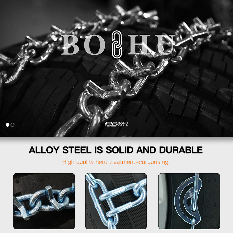 BOHU alloy steel tire chains 18 series truck tire chain snow chains with V-bar