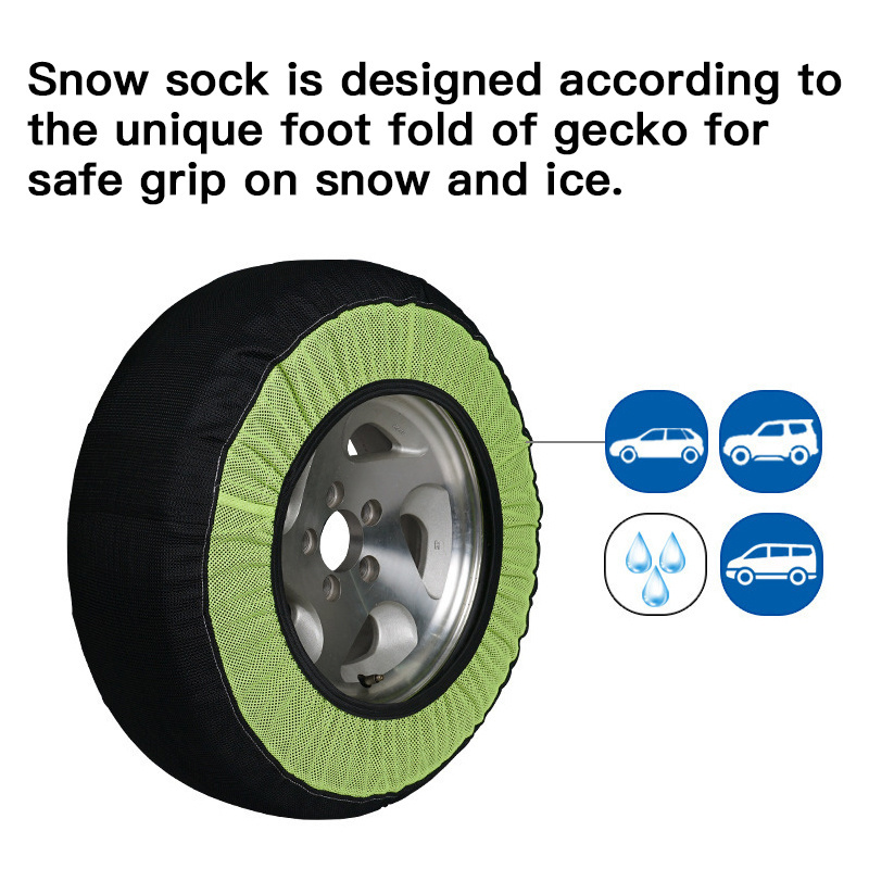 BOHU High Quality Fabric Auto Snow Sock Tire Chain Snow Anti-Skid Tire Chain Green Color