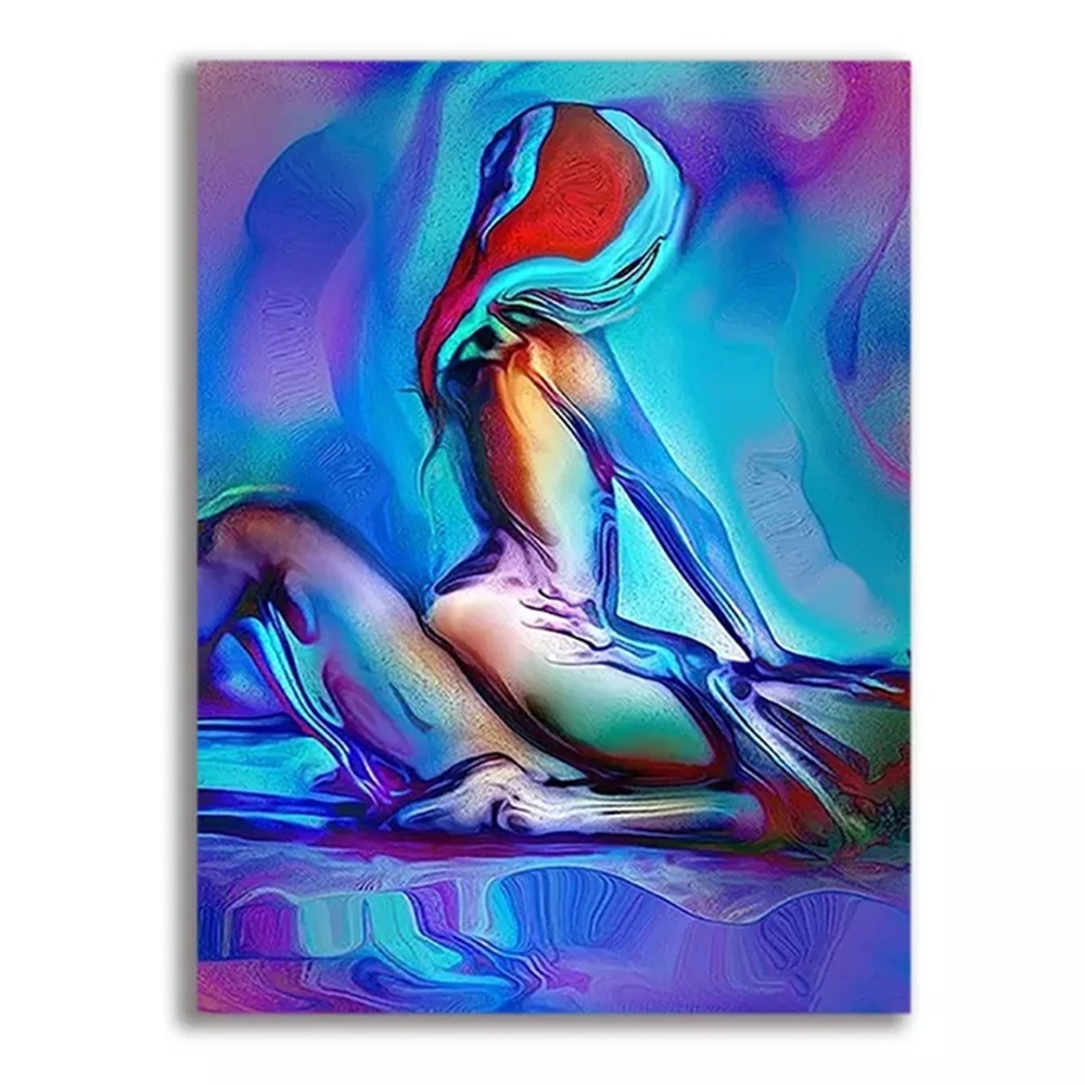 Canvas Custom Print 5D Explosion Blue Sexy Nude Man Woman Hug diamond painting for bedroom decor