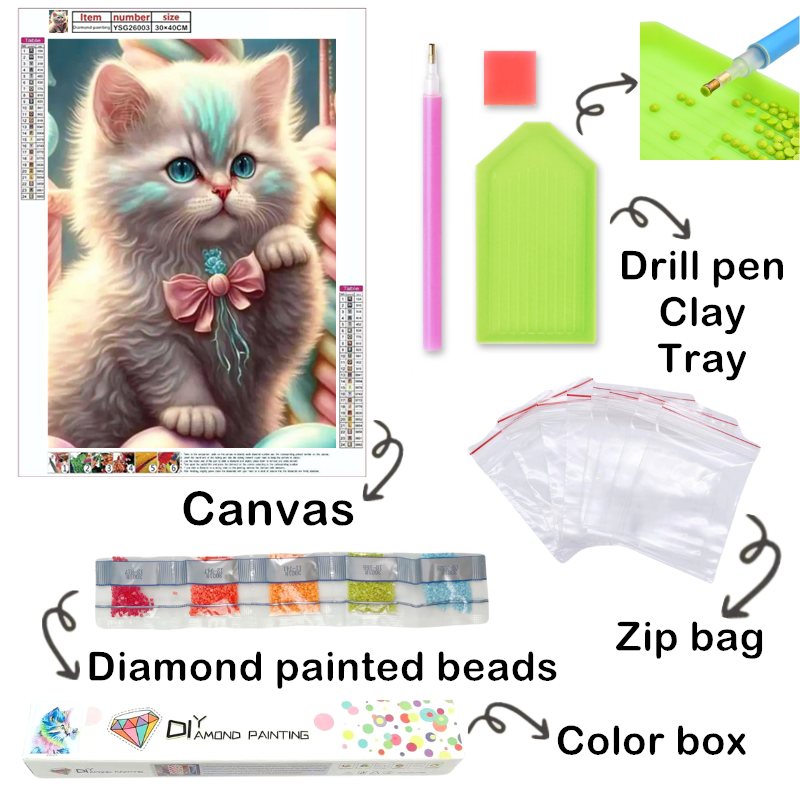 Abstract 30x40 40x50 Colorful Animal Diy Painting Full Round Drill Mosaic 5D Diamond Painting Kits Cat