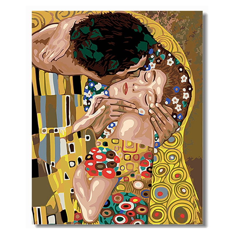 suite lovers classic digital oil painting DIY hand made painting by numbers the Kiss Hand Made Oil Painting on Canvas