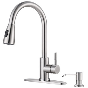 wholesale modern brass kitchen mixer taps processing customization pull out kitchen sink faucets with soap dispenser