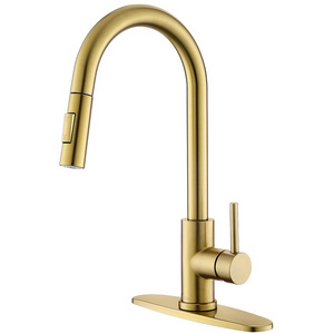 wholesale modern brass kitchen mixer taps processing customization gold kitchen sink faucets with pull out sprayer