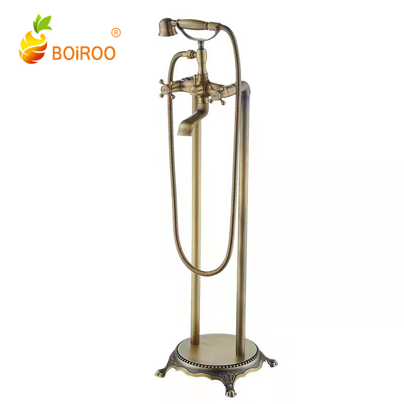 BOiROO Brass Freestanding Bathtub Faucet Set floor standing bathtub faucet