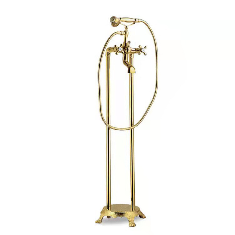 BOiROO Brass Freestanding Bathtub Faucet Set floor standing bathtub faucet