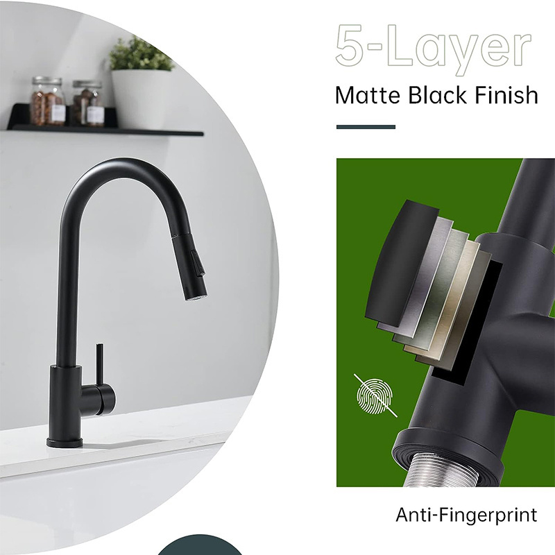 wholesale modern kitchen mixer taps processing customization black pull out kitchen sink faucets with with soap dispenser