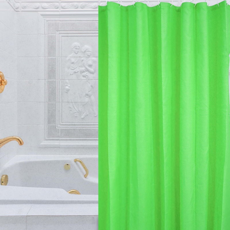 Bath Polyester Cotton Blend Fabric Shower Curtain Waffle Weave Plastic Grommets Bathroom Curtain