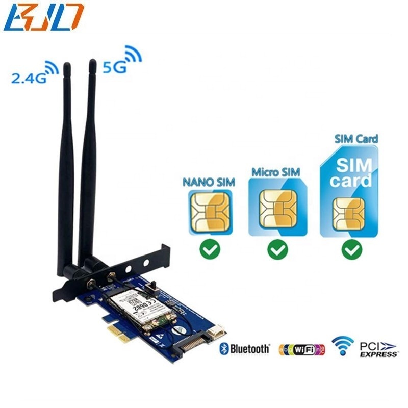 PCI Express 1X To Mini PCI-E Wireless Adapter Converter Card SIM Slot 2 Antenna For 4G 3G LTE WWAN GSM Modem / Wifi BT Module