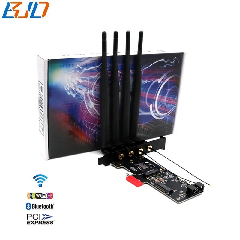 PCI Express PCI-E 1X To NGFF M.2 Key-B Key A+E Wireless Adapter Card 1 SIM Slot 4 Antennas For 4G LTE GSM Modem / Wifi BT Module