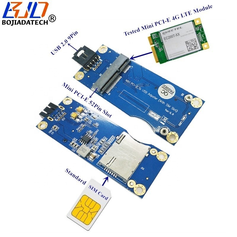 Mini PCI-E to USB 9PIN Header MPCIe Wireless Module Adapter with SIM Card Slot Ver 5.0 for 3G 4G LTE WWAN GSM Modem