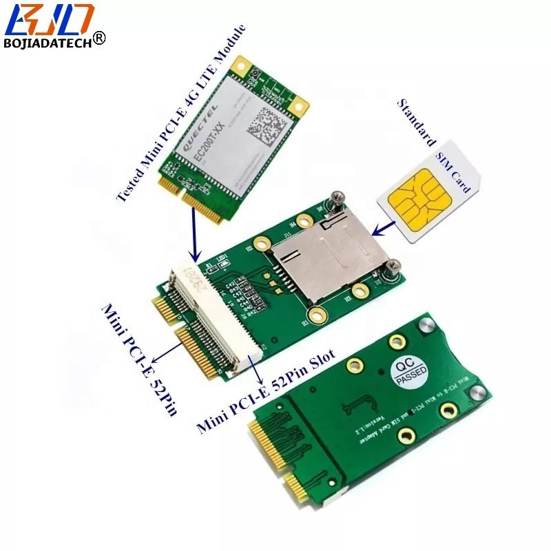 Mini PCI-E to MPCIe Interface Wireless Module Adapter Card With 1 SIM Slot Support 3G 4G LTE WWAN GSM Modem