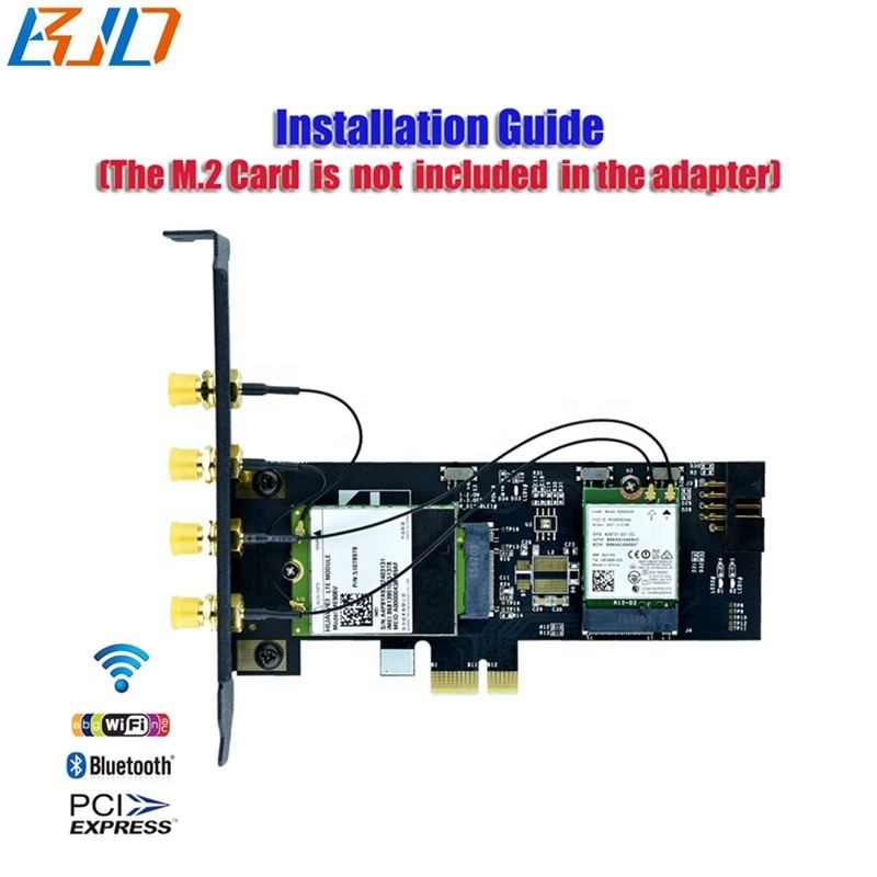 PCI Express PCI-E 1X To NGFF M.2 Key-B Key A+E Wireless Adapter Card 1 SIM Slot 4 Antennas For 4G LTE GSM Modem / Wifi BT Module