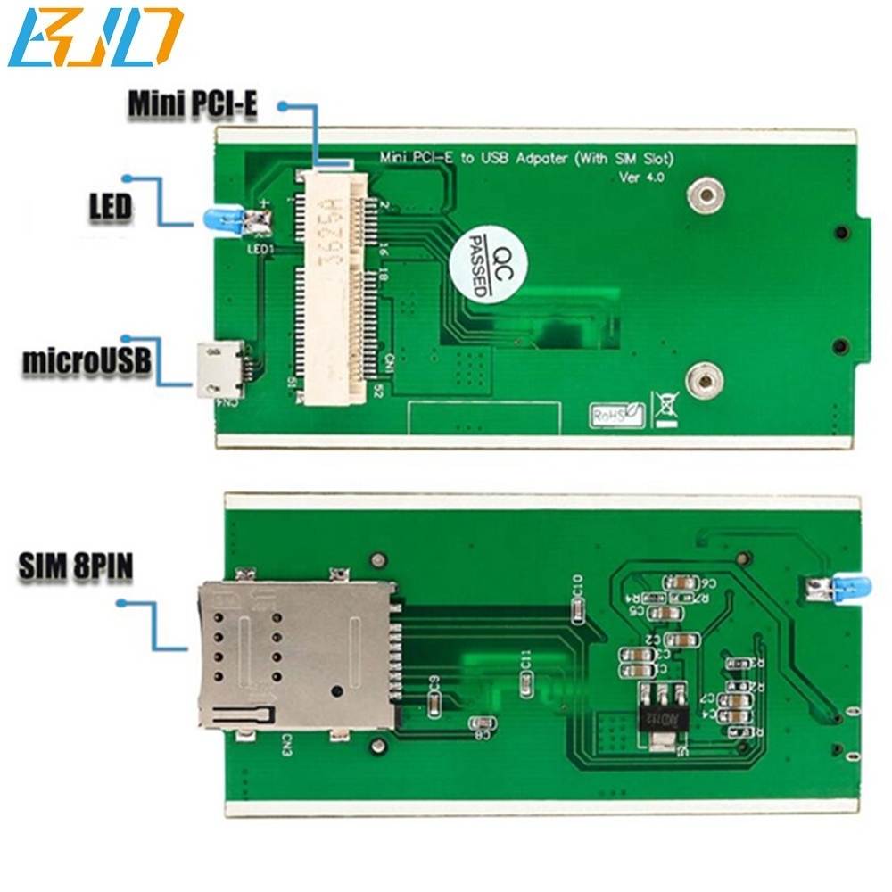 USB 2.0 Connector To Mini PCI-E Wireless Adapter 1 SIM Card Slot with 2 Antenna + Protection Case for GSM 3G 4G LTE WWAN Modem