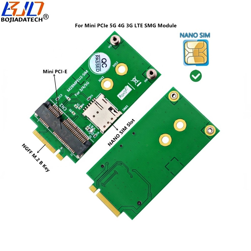 NGFF M.2 B Key Connector to Mini PCI-E MPCIE Wireless Adapter & 1 Nano SIM Card Slot for 5G 4G LTE WWAN GSM Module Modem