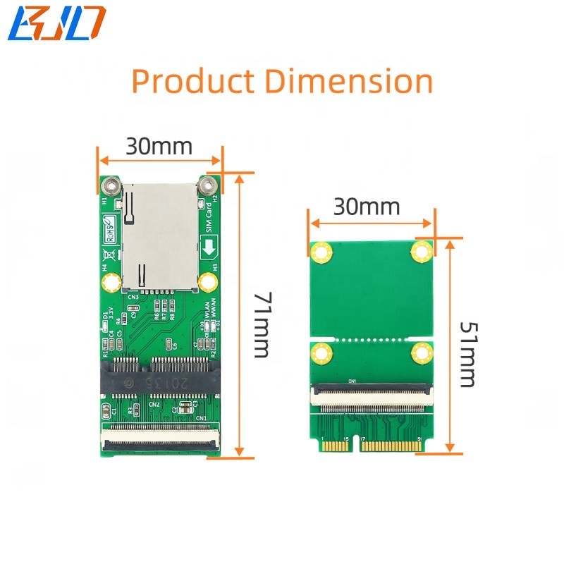 Mini PCI-E ro MPCIe Wireless Adapter Card With SIM Slot + Flexible FPC Cable Support WIFI Module / 3G 4G LTE GSM WWAN Modem