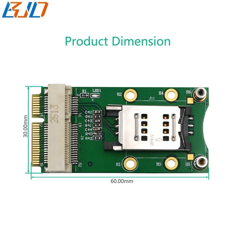 Mini PCI-E to MPCIe Wireless Module Adapter Converter Card with SIM Card Slot Support 3G 4G WWAN LTE Modem