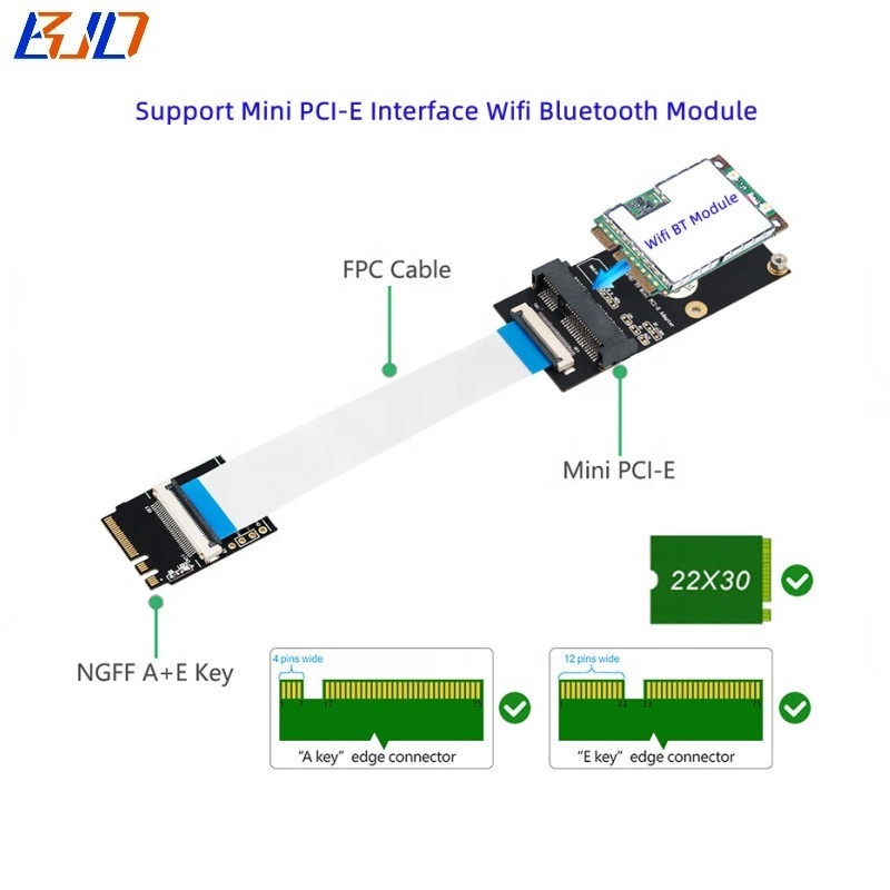 M.2 NGFF Key A+E Interface To MPCIe Mini PCI-E Wireless Adapter Converter Card with FPC Cable For Wifi BT Module