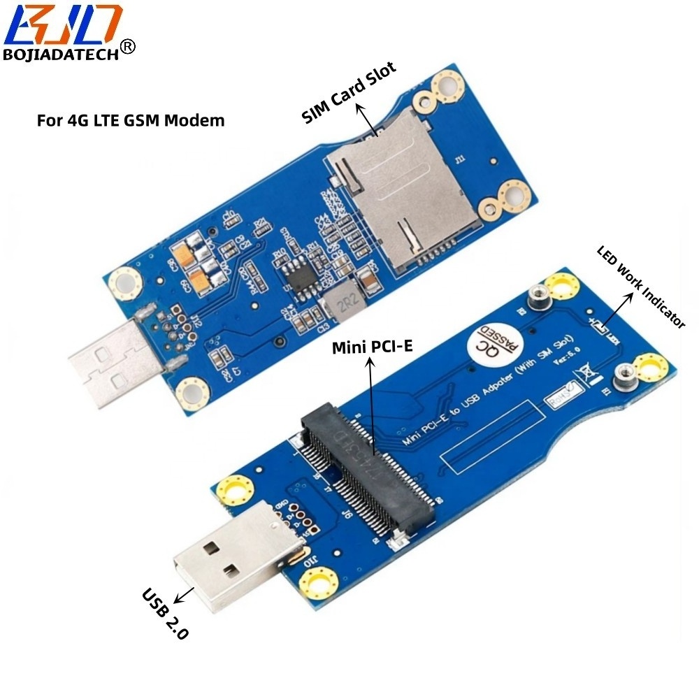 Mini PCI-E MPCIe to USB 2.0 Port Wireless Module Adapter with SIM Card Slot for GSM WWAN 3G 4G LTE Modem