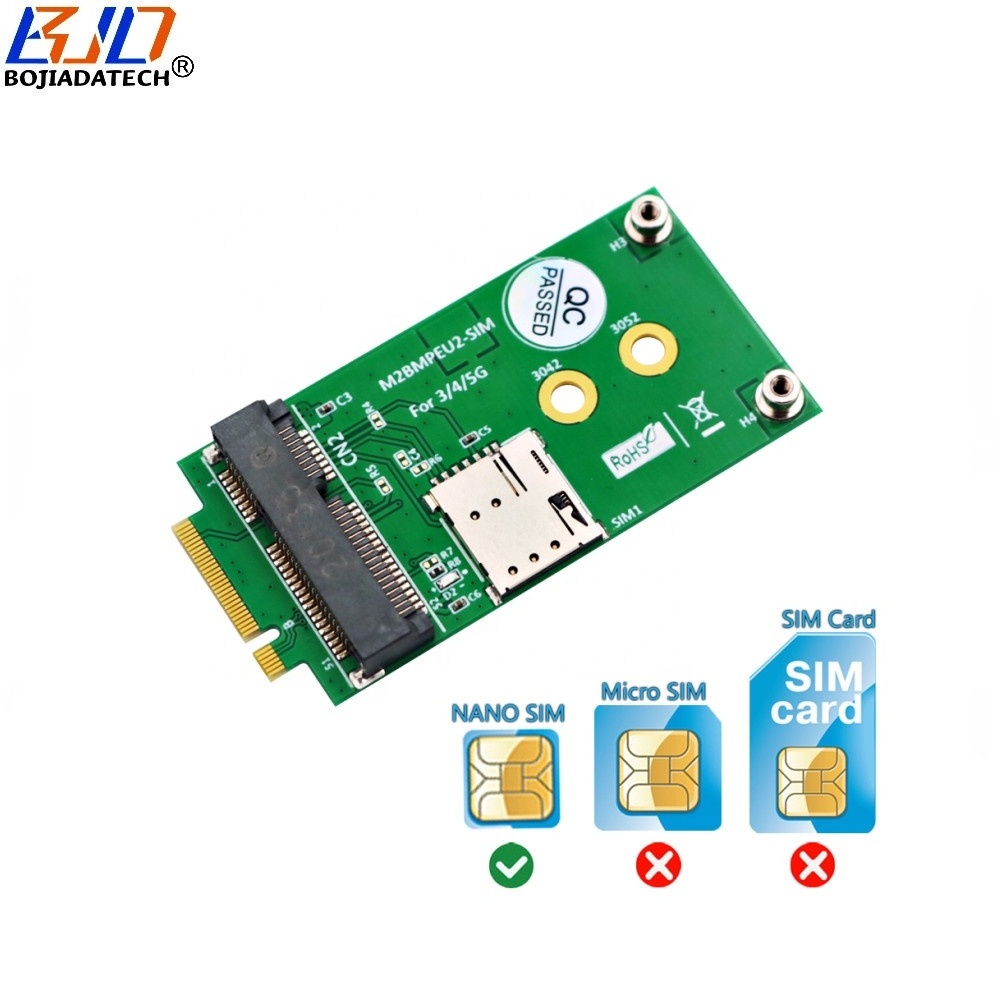 NGFF M.2 B Key Connector to Mini PCI-E MPCIE Wireless Adapter & 1 Nano SIM Card Slot for 5G 4G LTE WWAN GSM Module Modem