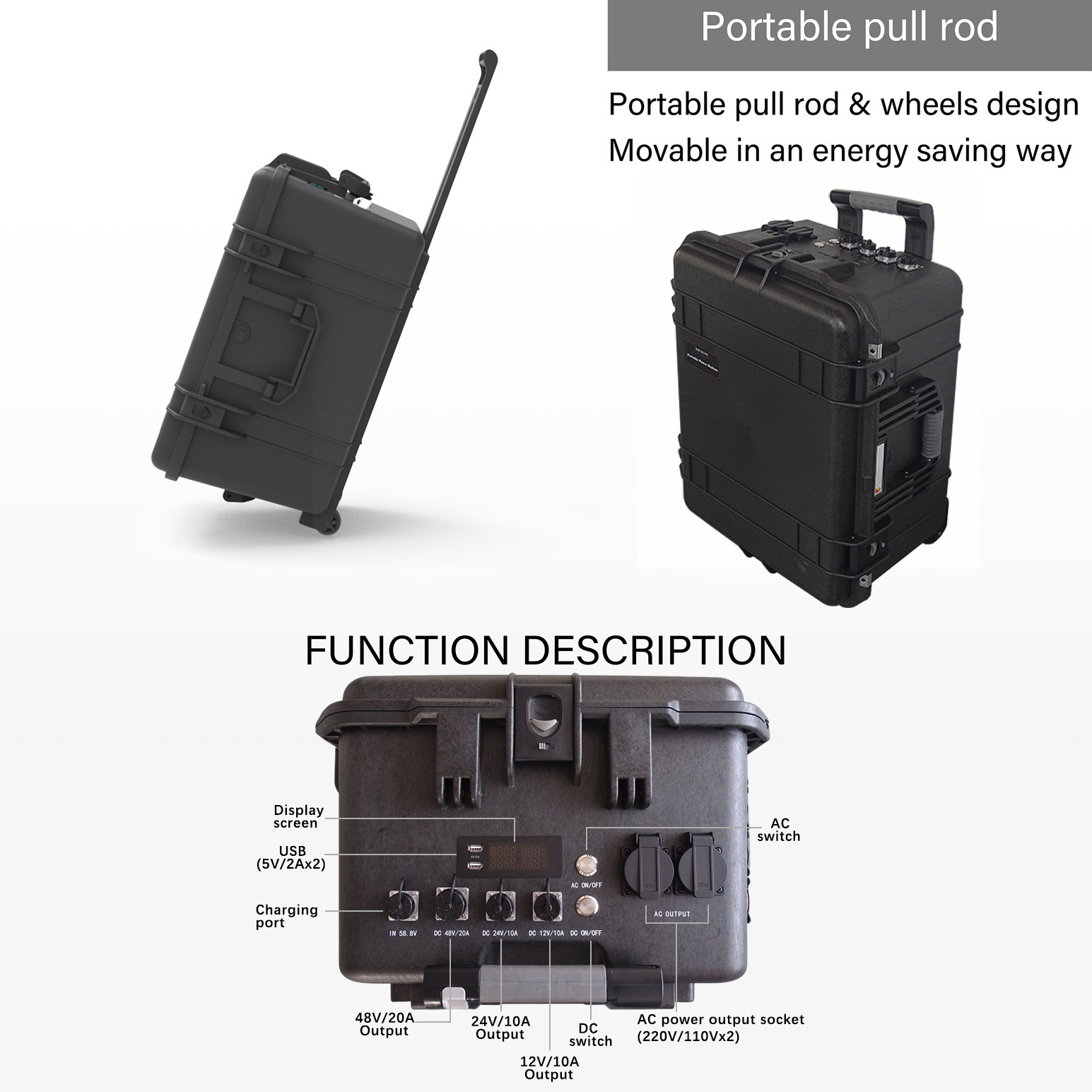 supply 5000w suitcase solar generator lifepo4 btry bank mobile tragbare powerstation charge 5kw portable power station 5000w