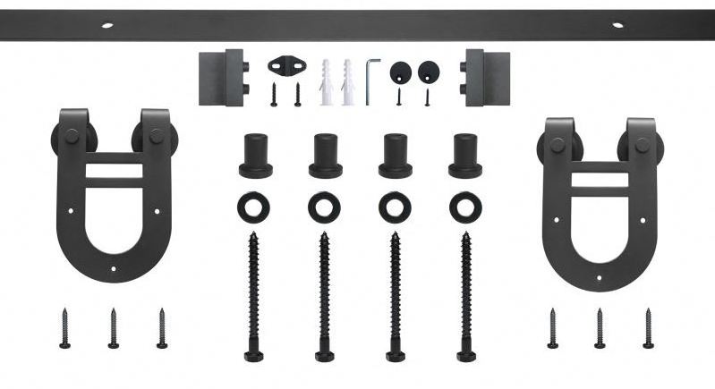 Outdoor Sliding Barn Gate Wood Door Kit Hardware with Vision Panel