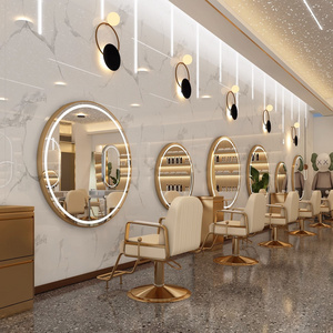 Mirror Modern Hairdressing Salon Furniture Barber Station Double sided semi circular floor standing mirror