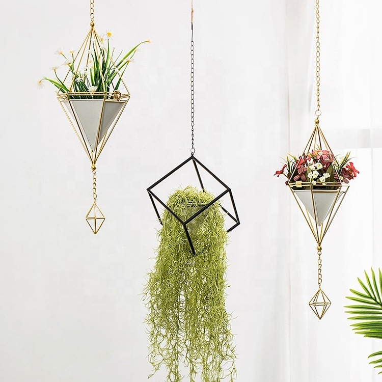 Decorations Creative Flower Plants  Metal Pot Artificial Flowers For Hanging Pot